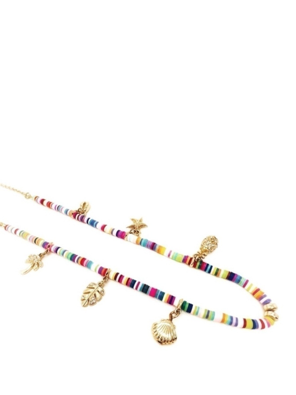 Lilly Pulitzer Tropical Charm Necklace Multicolor Beaded & Gold w/ Rhinestones